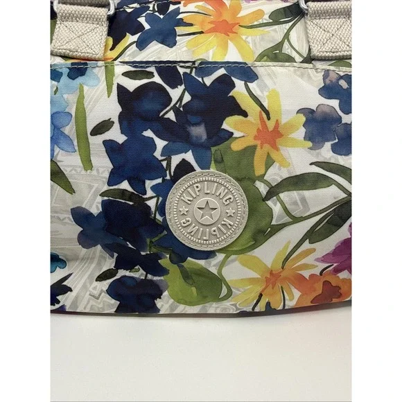 Kipling Flower Power Felicity Nylon Shoulder Bag Top Handle Spring Design - Picture 2 of 12